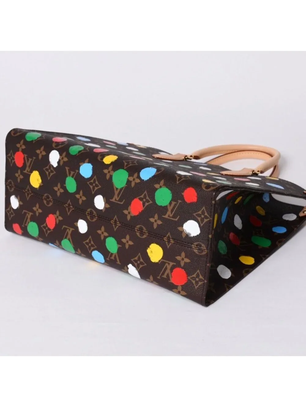 Louis Vuitton On The Go MM Yayoi Kusama Shoulder Bag 2-Way Leather Monogram